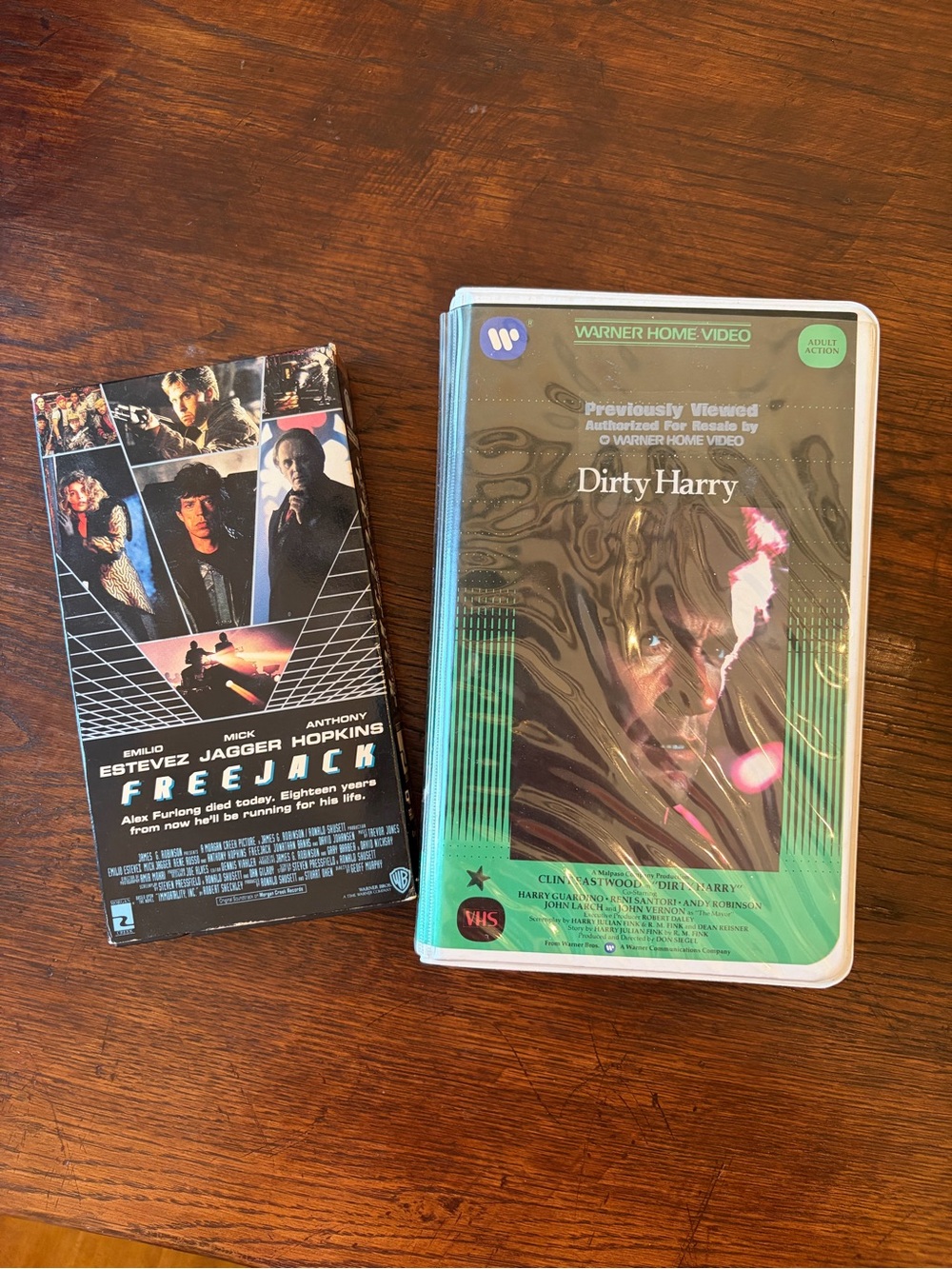 Vintage Action! VHS tapes “Dirty Harry” and “Freejack”